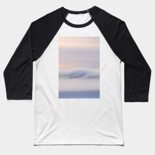 Dreamy thick fog at sunrise over hill Baseball T-Shirt